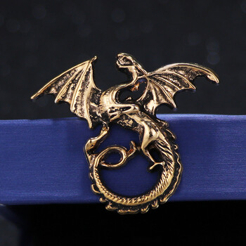 羽毛男士胸针复古英伦西装胸花配饰衬衫领针领扣潮人徽章 古铜色龙