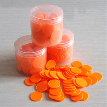 彩色塑料圆片 直径25mm 计数片 小圆片数学教具 100片 一盒100片橙色