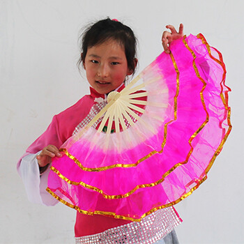 儿童扇祖国颂跳舞扇秧歌扇舞蹈扇子六一儿童演出道具 儿童纱扇粉色