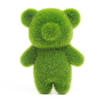 仿真苔藓 植绒小熊微景观摆件装饰配件 青苔绿色植物墙材料 小熊