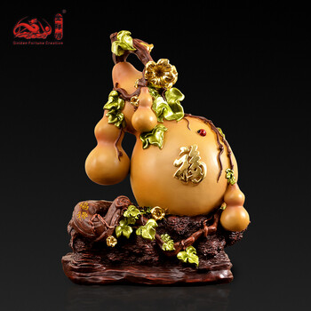 品 开业乔迁礼品办公室客厅家居装饰品摆件 84706-02福禄有余(桔黄色)