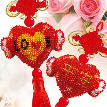 十字绣挂件迷你可爱新款自己手工绣汽车平安符出入福字珠子秀sn7107