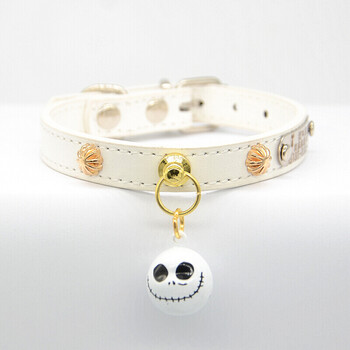 小狗狗项圈猫咪铃铛颈圈狗链小型犬用品宠物项链 骷髅白色 s-小号