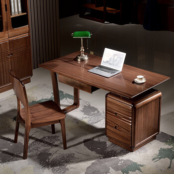 纯实木书桌椅组合 胡桃木实木电脑桌书桌带抽屉中式组合书房家具 书
