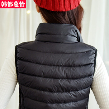 韩都蔓怡 2015秋冬轻薄羽绒服女短款韩版修身大码女装马甲外套羽绒衣潮5831 黑色 S