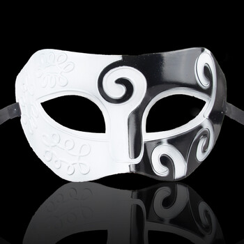 万圣节面具男半脸威尼斯假面化妆舞会面具cos派对复古创意 塑料白黑色