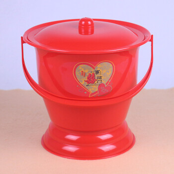 痰盂尿桶手提塑料加厚老人尿盆便盆儿童马桶尿壶坐便器 红双喜痰盂