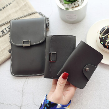 女潮流手机钱包卡包件套可触屏组合 新款简约女包 深灰