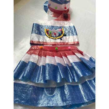 环保服装儿童时装秀手工塑料衣服男童幼儿园亲子走秀服装新款 彩色