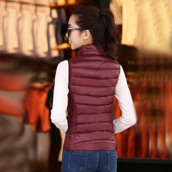
                                        GAOMAN 2016秋冬新款女轻薄羽绒马甲女短款大码修身背心马夹羽绒服外套 暗红 L                