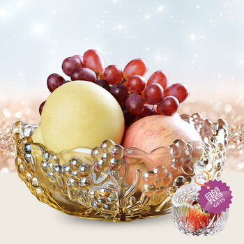 无铅玻璃水晶果盘欧式果盆糖果盘干果盘果斗 琥珀色【图片 价格 品牌