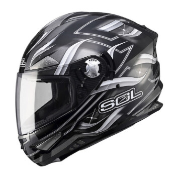 SOL高档全盔 SF-5双镜片全盔 高档赛车头盔 摩托车头盔  跑盔 黑银 L