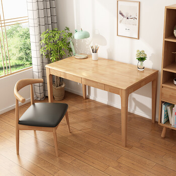 北欧简约现代实木书桌电脑桌写字桌办公桌写字台原木色家具xxl 书桌椅