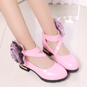 2018新款春秋儿童皮鞋 韩版大花朵女童皮鞋 学生公主鞋演出鞋 粉色 34