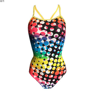 女士泳衣 数码印花 三角连体 游泳衣 带胸垫 热烈花色 l