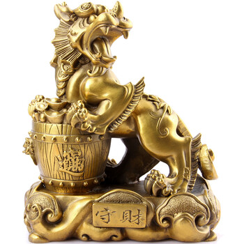 厚德居 铜貔貅摆件 大小号一对皮丘工艺品办公室摆件