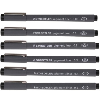 施德楼（STAEDTLER）针管笔勾线笔 0.1mm纤维头耐擦防水直液签字笔 美术绘图描线速干笔 2支装30801-9