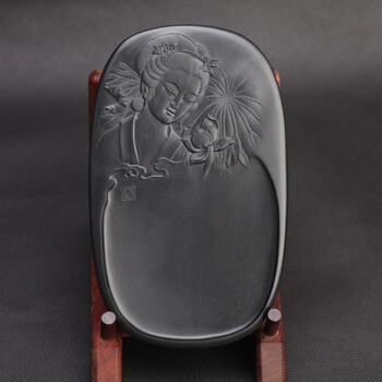 江慧敏 砚台作品 出水芙蓉金星坑黑龙尾 练秀轩出品