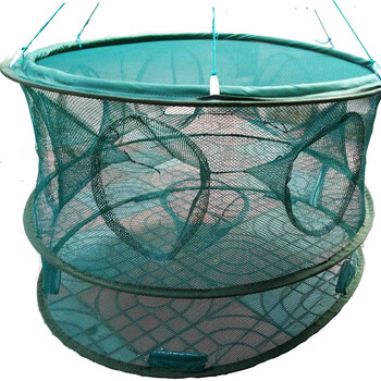 凡森自动捕鱼网笼手抛网虾笼折叠抓鱼捕鱼工具 带防逃箱7孔70cm五包