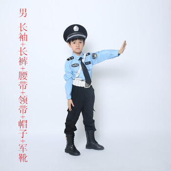 儿童警察服黑猫警长衣服小警察演出服男童幼儿园交警警官服装军装 男