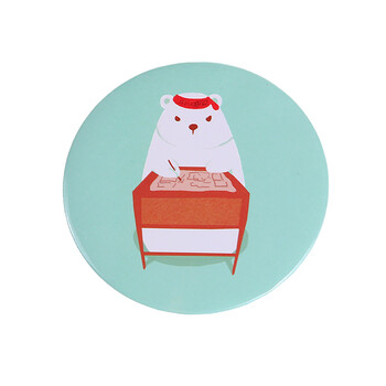 迷你小镜子手持梳妆镜随身镜便携简约公主镜学生个性化妆镜 写字白熊