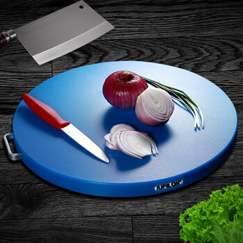 砧板菜板切菜板案板 塑料pe多功能料理塑料不开裂铝把手面板 蓝色