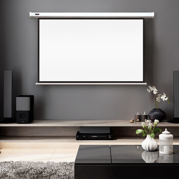 宏信（HONXIN）100英寸 4:3电动投影仪幕布 投影机幕布高清白塑线控幕（适用爱普生明基松下商务办公投影仪）