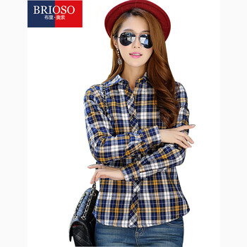 BRIOSO 冬款女士磨毛羊羔绒保暖长袖衬衫 女加绒加厚长袖衬衫 女保暖衫衣 B132075 L