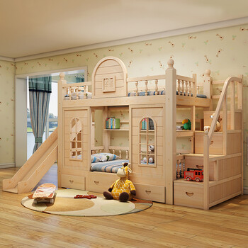 多功能上下床双层床高低实木公主床城堡滑梯床8月16号 梯柜 滑梯