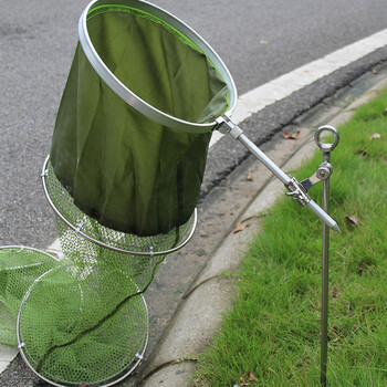 304不锈钢插地鱼护架野钓便携长竿支架拉绳地钉鱼护两用鱼护装备