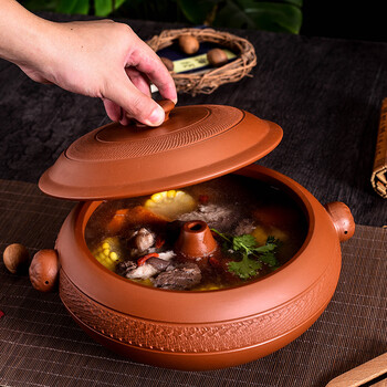 时光旧巷 紫砂陶瓷气锅鸡手工汽锅蒸汽锅云南紫陶汽锅鸡蒸汤锅底锅