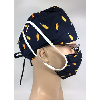 手术帽医生护士帽全棉纯棉印花男款新式 黄金棒b款 口罩 可调节