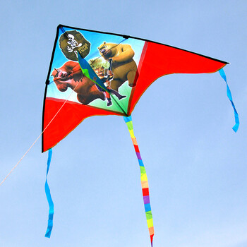 卡通三角风筝五合一儿童风筝配红轮线板 6合一熊出没风筝配100米线板