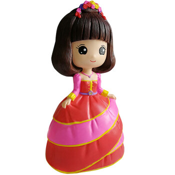 彩绘石膏娃娃涂色白胚涂鸦儿童diy手工存钱罐上色陶瓷搪胶玩具女 玫