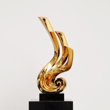 桌面树脂抽象雕塑摆件艺术品 酒店会所大厅样板房玄关电镀装饰品 电镀