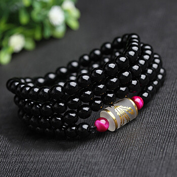 男女士情侣款手环韩版简约佛珠手串潮流珠学生手链一对人工石榴石手串