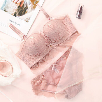 新品抹胸内衣套装女收副乳防下垂小胸性感上托无钢圈文胸加厚胸罩