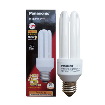 松下（Panasonic）3U型节能灯18W E27灯头 6支装 暖光/白炽灯色