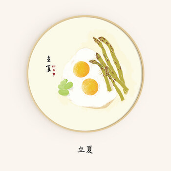装饰画圆形壁画24节气禅意餐厅挂画二十四节气新中式走廊过道 立夏
