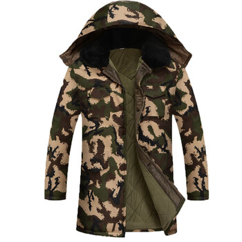 男士冬季加厚大码中长款荒漠迷彩服棉袄劳保保暖冷库工作防寒军大衣