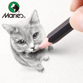 马利（Marie's）素描铅笔套装初学者学生绘画工具铅笔炭笔橡皮美工刀纸擦笔民族风笔帘