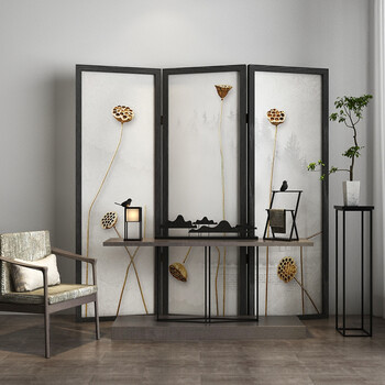 中式屏风隔断墙客厅时尚实木玄关办公茶楼定制移动莲蓬半透折叠 单扇