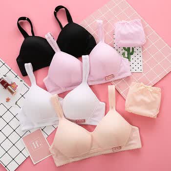 新品女生百搭内衣内裤套装无钢圈夏天小胸文胸韩版少女高中生薄款学生