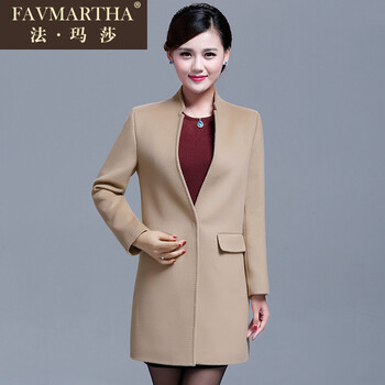 FAVMARTHA/法玛莎中长款羊绒大衣气质优雅女装22 驼色 L