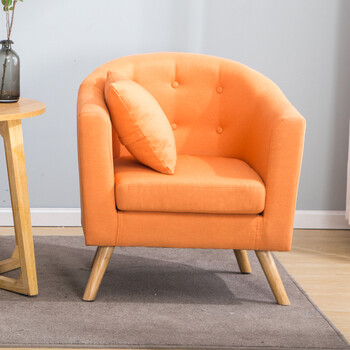 单人北欧沙发现代简约懒人卧室小户型客厅休闲布艺阳台沙发椅 橙色