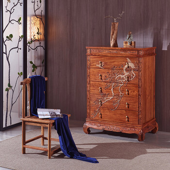 红木家具 非洲花梨(学名:刺猬紫檀)五斗柜实木储物柜五斗橱 中式实木