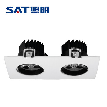 SAT照明68系列加大面板家居天花射灯LED一体化天花灯3W×2/5W×2 双头方型 双头5W象牙白 6000K正白光