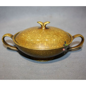 独特工艺雪花金斑铜茶碗摆件 仿古工艺品纯铜摆件 家居饰品礼品