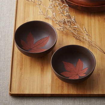 春之茗 庄鹏达双色枫叶杯 台湾名家手工 陶艺家作品 艺术品茗杯