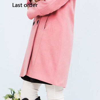 Last Order2015新款韩版中长款毛呢大衣女外套女 粉红色 L